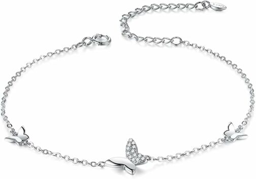 LDUDU Bracelet Femme Bijoux Argent Sterling 925 Papillon en Zircon Cubique Ca