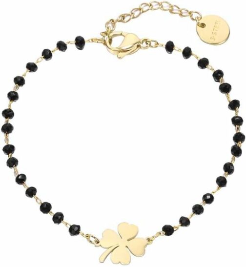 IUDWCG 1 Pcs Bracelet à breloques trèfle porte-bonheur en acier inoxydable av