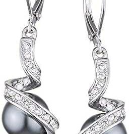 Vissen Boucles d'oreilles Pendantes Perle Femme en Zirconium Dormeuses Boucle