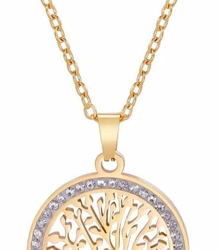 Dreamtimes Collier arbre de vie pour femmes en acier inoxydable couleur or Zi