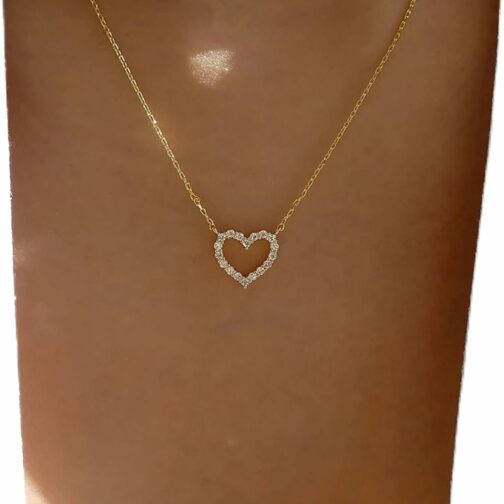 TseenYi Collier Coeur En Cristal Collier Pendentif Coeur En Cz Or Collier Coe