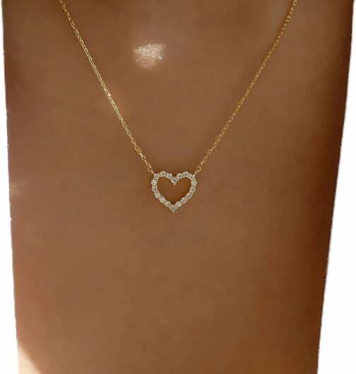 TseenYi Collier Coeur En Cristal Collier Pendentif Coeur En Cz Or Collier Coe
