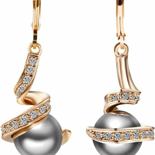 Mimei Boucles d'oreilles Pendantes,Perle de culture Grise et Blanche, 18K Arg