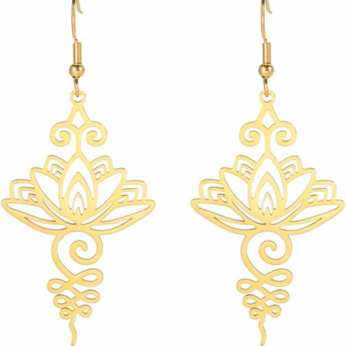 Dreamtimes boucles d’oreilles suspendues fleur de Lotus pour femmes charmes d