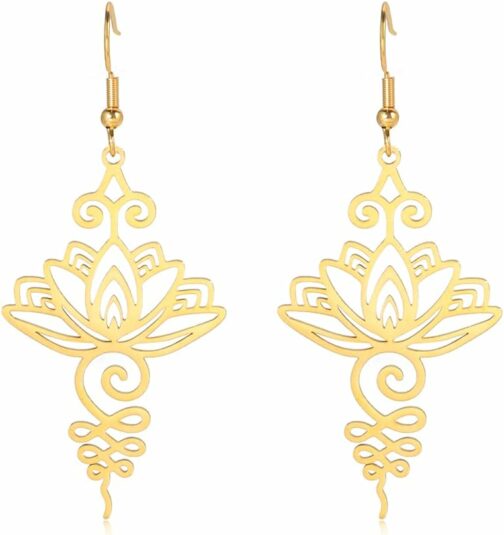 Dreamtimes boucles d’oreilles suspendues fleur de Lotus pour femmes charmes d