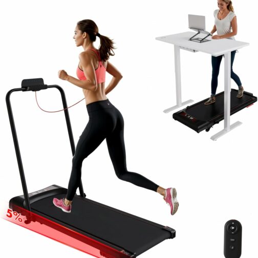 Devoko Tapis de Course Pliable 3-en-1,Walking Pad 12 km/h,Pente 5%,2.5HP,40x1