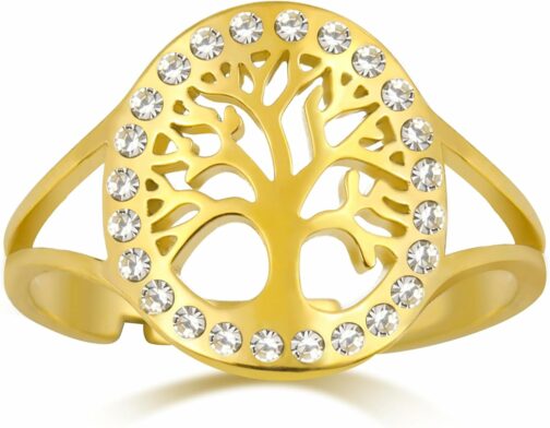 Dreamtimes Arbre de Vie Bagues pour les femmes Anneau d'ouverture réglable Ac