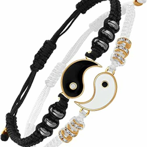 通用 2 Bracelets d'Amitié Bracelet à Cordon Ajustable Yin Yang Bracelet Corde T