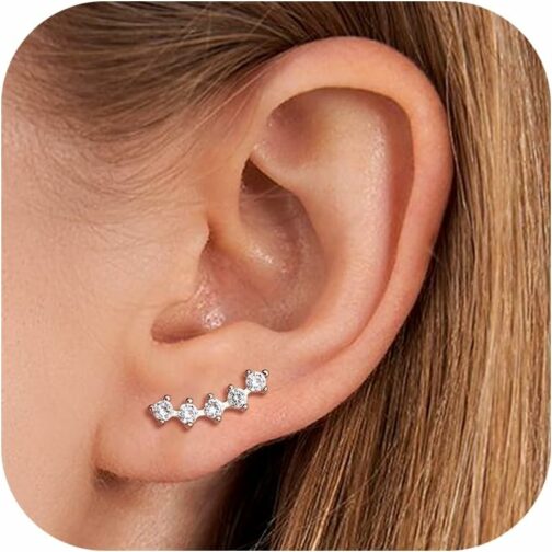 JeweBella Boucles d'oreilles Femme Argent Sterling 925 Zirconium Boucles d'or