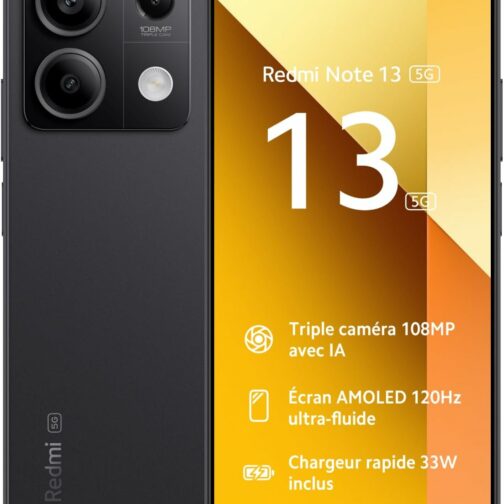 XIAOMI REDMI NOTE 13 5G Graphite Black, Ecran 6.67'', Smartphone Débloqué, Ba