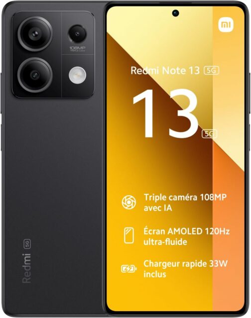 XIAOMI REDMI NOTE 13 5G Graphite Black, Ecran 6.67'', Smartphone Débloqué, Ba
