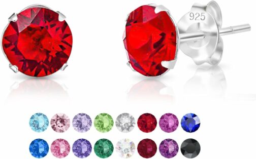 DTPsilver® Boucles d'Oreilles Femme Argent - Swarovski - Clous d'Oreilles - B