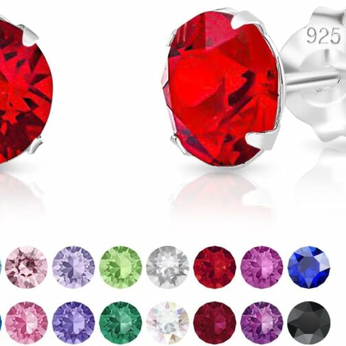 DTPsilver® Boucles d'Oreilles Femme Argent - Swarovski - Clous d'Oreilles - B