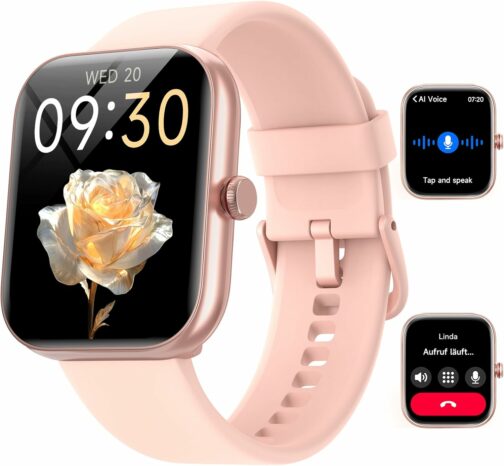 Montre Connectée Femme pour Samsung,iPhone,Android,1.91" Montre Connectée Fem