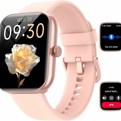 Montre Connectée Femme pour Samsung,iPhone,Android,1.91" Montre Connectée Fem
