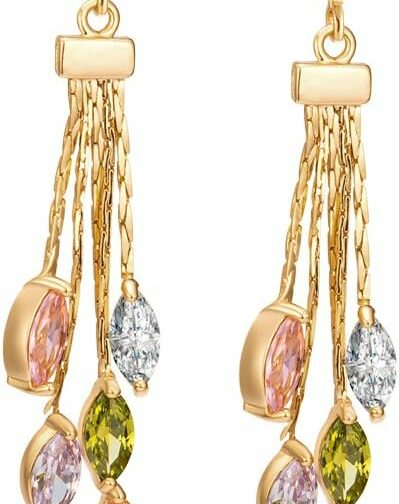 YAZILIND Delicate plaqué or incrustation colorée Zircon Dangle Drop boucles d