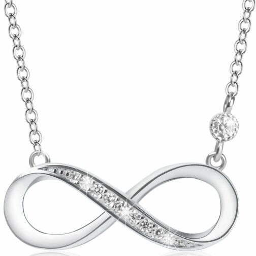 Aucuu Collier Infini en Argent 925, Collier Infinity pour Femme Collier avec
