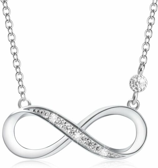 Aucuu Collier Infini en Argent 925, Collier Infinity pour Femme Collier avec