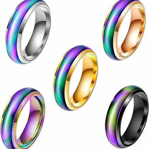 5 Pièces Bague de Changement de Couleur, Bague d'Humeur, Bague de Température