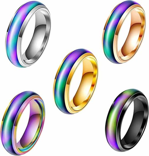 5 Pièces Bague de Changement de Couleur, Bague d'Humeur, Bague de Température