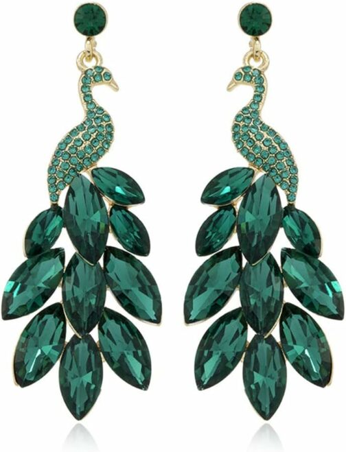 Boucles d'oreilles pendantes vintage en forme de paon pour femmes et filles P