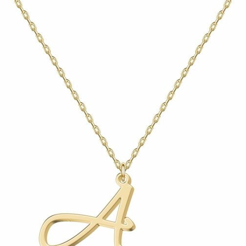 Collier Pendentif lettre initiale Personnalisée pour Femmes, Plaqué Or 18K -
