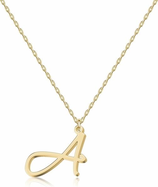 Collier Pendentif lettre initiale Personnalisée pour Femmes, Plaqué Or 18K -