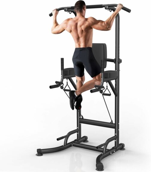 Dskeuzeew Power Tower Dip Station, Fitness Strength avec barre de tractions,