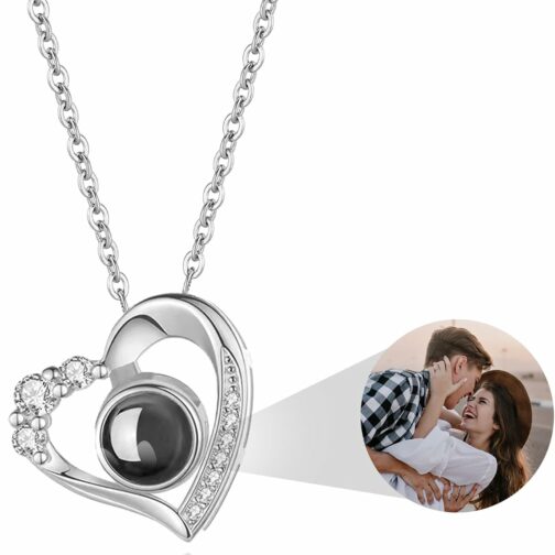 Easycosy Collier Photo Personnalisé- Cadeau Noël Femme-Bijoux Avec Image dans