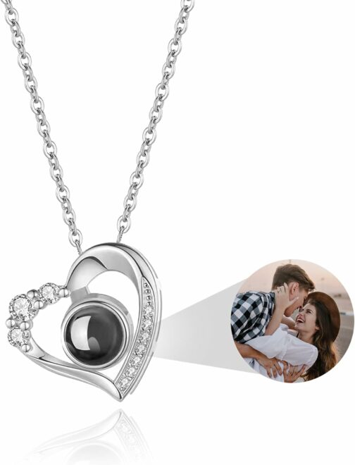 Easycosy Collier Photo Personnalisé- Cadeau Noël Femme-Bijoux Avec Image dans