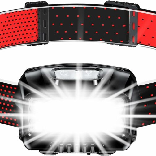 Blukar Lampe Frontale Rechargeable, 2000LM Super Lumineux Étanche Léger Torch