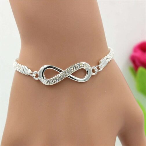 Bracelet Infini plaqué Argent en Alliage de Zinc chaîne Strass Bracelet pour