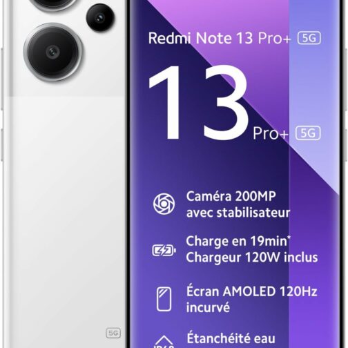 Xiaomi REDMI Note 13 Pro Plus 5G White, Ecran de 6.67'', Smartphone Débloqué,