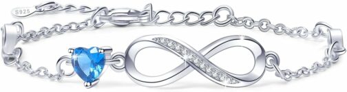 Tusuzik Bracelet Femme Argent 925, Bracelet Infini Coeur Bijoux Femme avec Zi