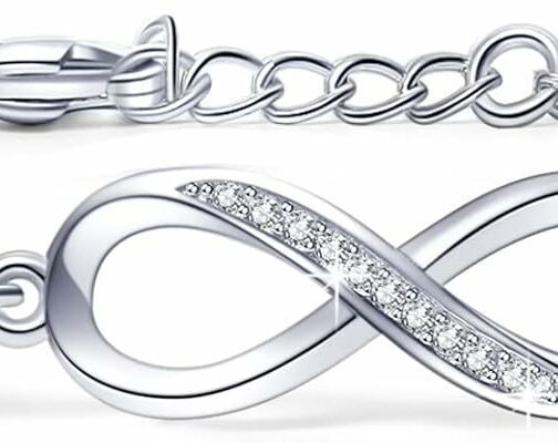 Tusuzik Bracelet Femme Argent 925, Bracelet Infini Coeur Bijoux Femme avec Zi