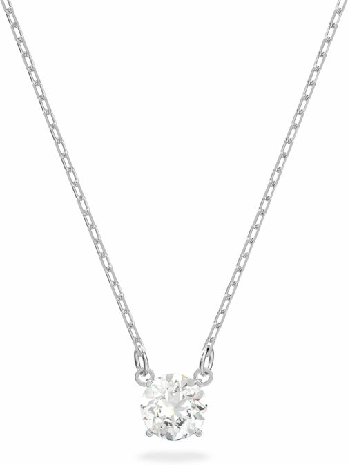 Swarovski Collier Pendentif Constella en cristal blanc de taille ronde, plaqu