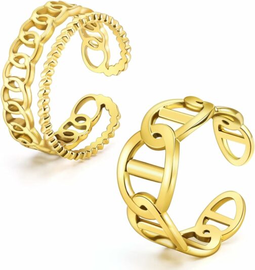 Emibele 2 Pièces Bagues pour Femme, Ensemble d'Anneaux au Doigt Ouvert en Pla