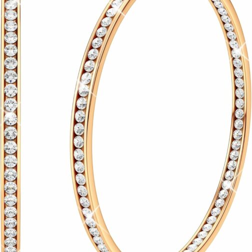 Adramata Creoles Acier Inoxydable Boucles D'oreilles Femme Créoles Zircon Cub