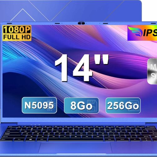 Ordinateur Portable 14 PoucesCeleron N5095 (jusqu'à 2,9 GHz) Win11 8Go 256Go