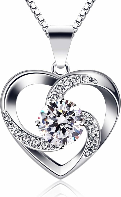 B.Catcher Femme Collier en Argent 925 Pendentif Coeur Gardien de l'amour Sain