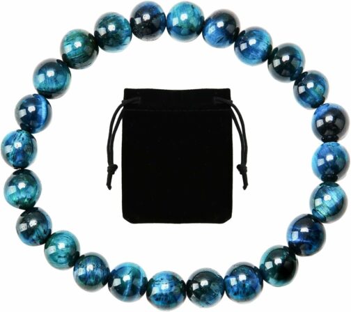 Bracelet oeil de tigre naturel, 8 mm, Bracelet Chakra de Chance et Harmonie,