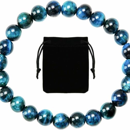 Bracelet oeil de tigre naturel, 8 mm, Bracelet Chakra de Chance et Harmonie,