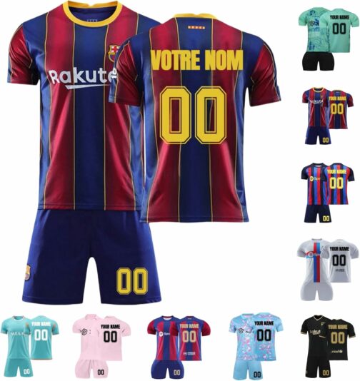 Maillot de Foot Enfant Personnalisé avec Nom Numéro, Ensemble de Foot Enfant,