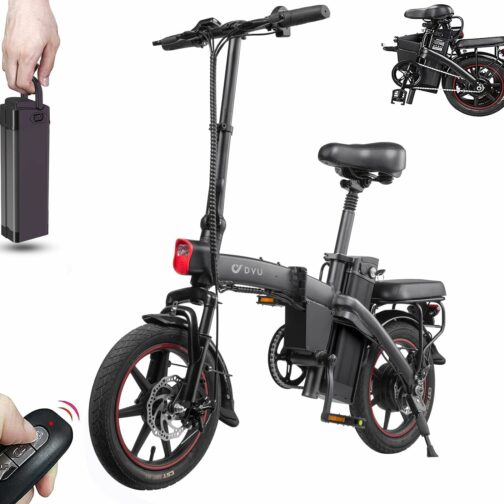 DYU Vélo Électrique Pliable,14" Smart Urban E-Bike,Vélo Électrique avec Pédal