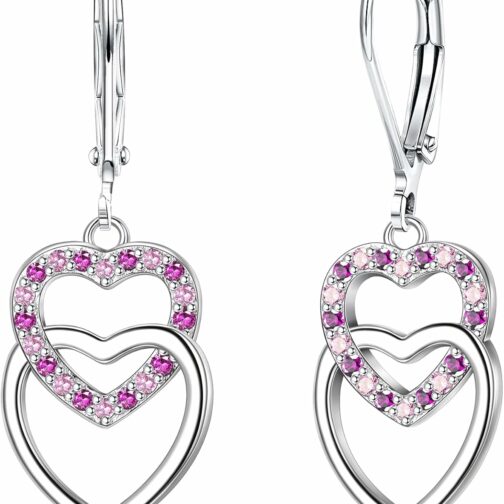 LOLIAS Boucle d'oreille Coeur Argent Sterling 925 pour Femmes Filles Créoles