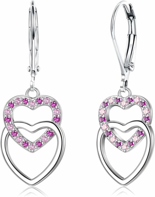 LOLIAS Boucle d'oreille Coeur Argent Sterling 925 pour Femmes Filles Créoles