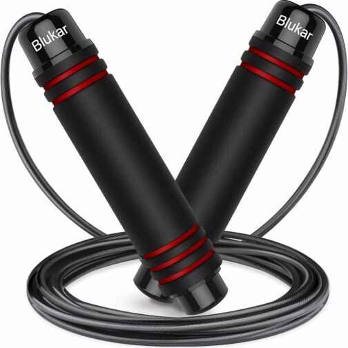 Blukar Corde à Sauter, Speed Jump Rope Réglable pour Hommes & Femmes , Roulem