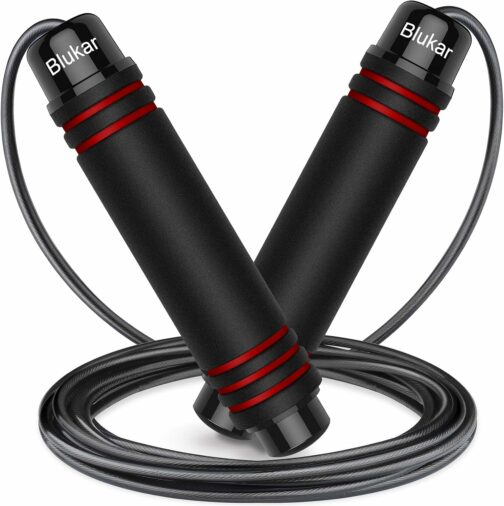 Blukar Corde à Sauter, Speed Jump Rope Réglable pour Hommes & Femmes , Roulem