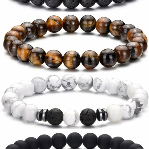 Bracelet œil de tigre pour hommes, ensemble de bracelets de perles en pierre