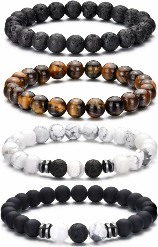 Bracelet œil de tigre pour hommes, ensemble de bracelets de perles en pierre